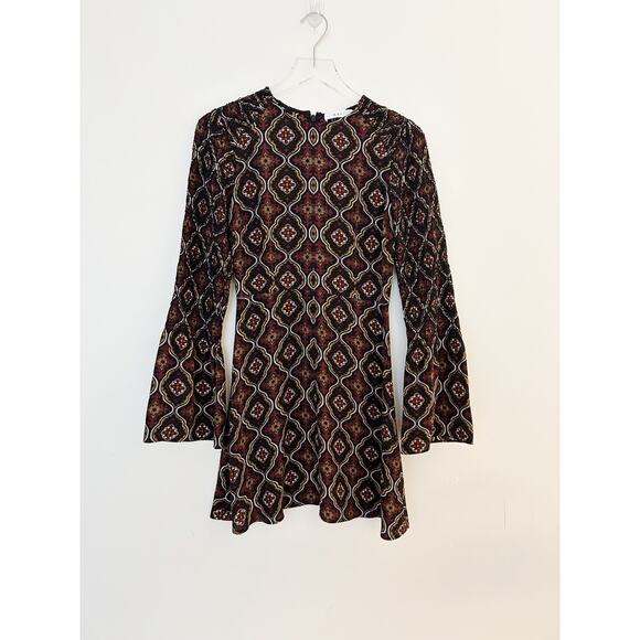 A.L.C. Alexa Kaleidoscope Printed Silk Flounce Sleeve Dress - Picture 2 of 7